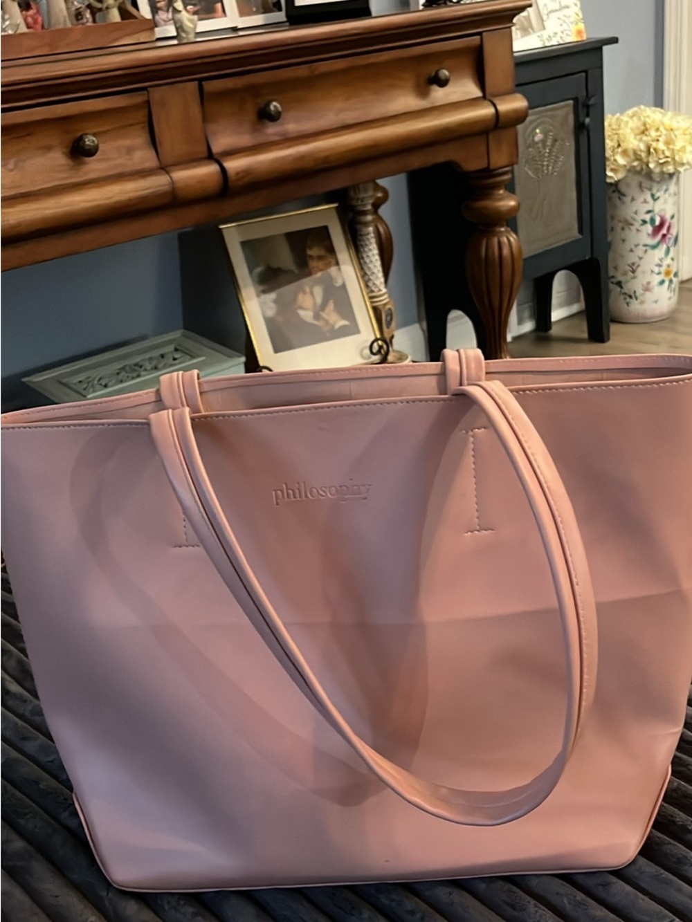 Philosophy Pink Leather-Look Tote with Double Handles